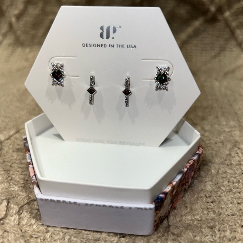 NWT Black Fire Opal Earrings